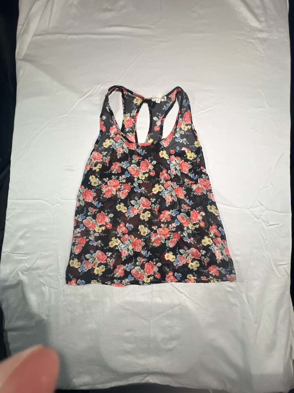 Kirra Floral Sheer Racerback Tank Top Size S
